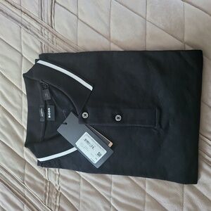 Hugo Boss Mercerised Black and white men's shirt.